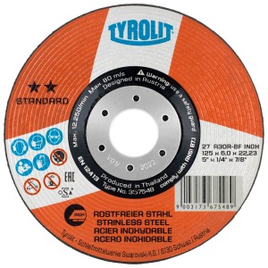 Диск за шлайфане 27X 125x6x22,23 A30R-BFINOX - TYROLIT Type Nr: 367548