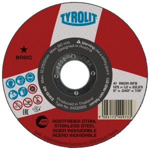 Отрезен диск 41C 125x1x22,23 A60R-BFB - TYROLIT Type Nr: 34332869