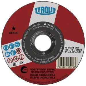 Отрезен диск 41C 125x1x22,23 A60R-BFB - TYROLIT Type Nr: 34589757